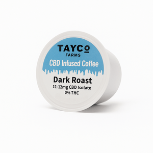 Tayco Farms CBD Infused Coffee Dark Roast container on a white background