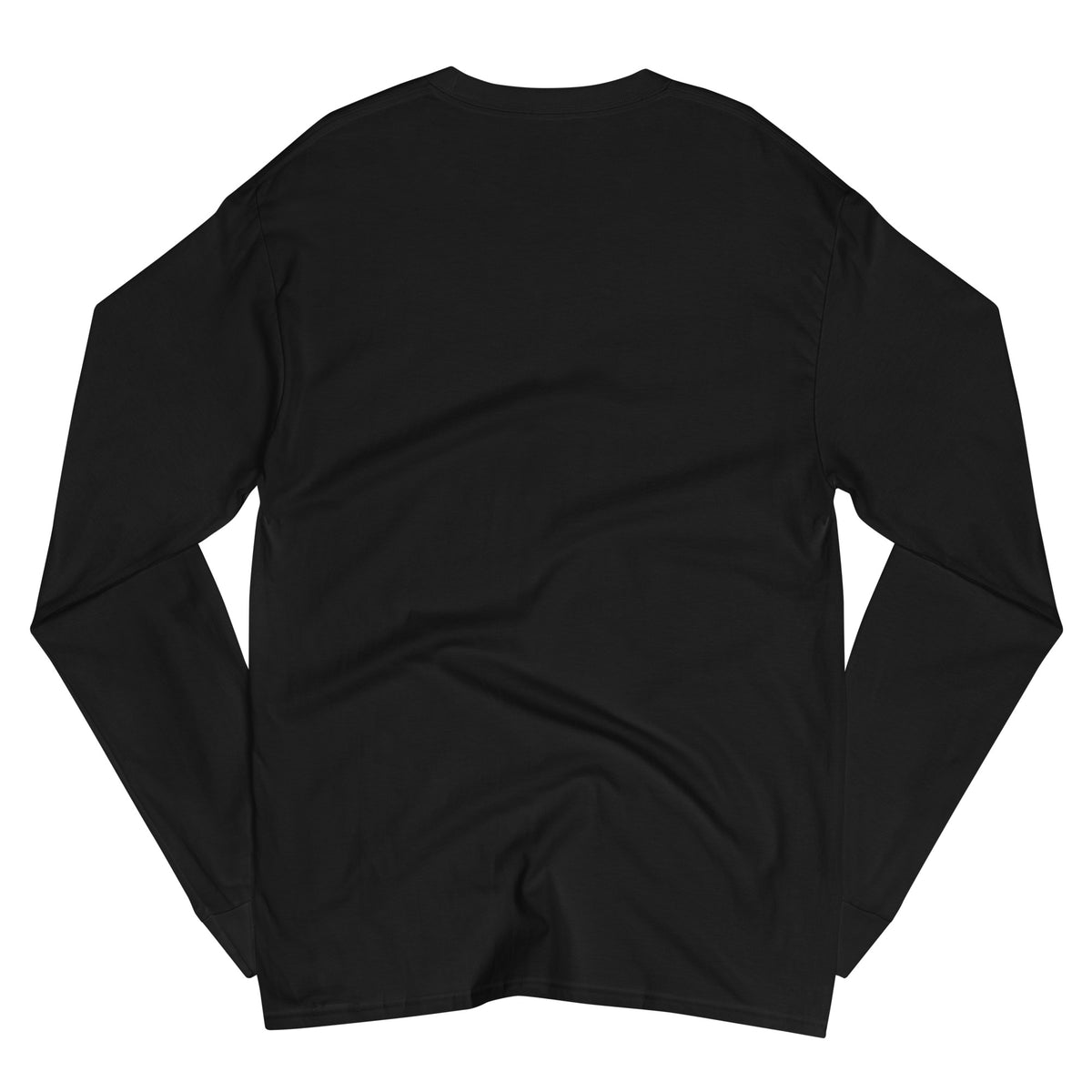 Back view of a black Tayco Farms cowboy Champion long sleeve shirt
