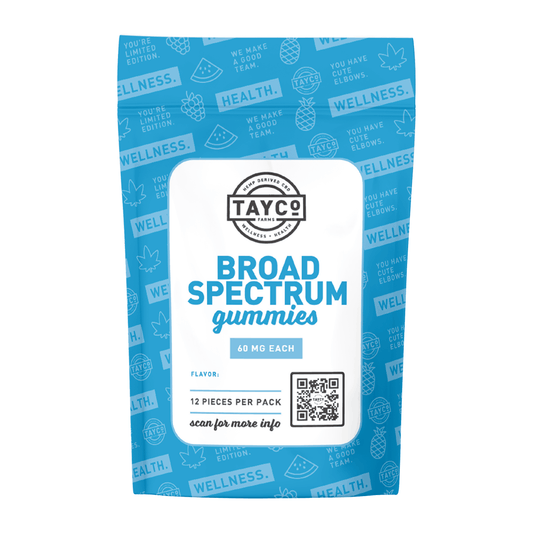 Tayco Farms Broad Spectrum gummies twelve piece pouch
