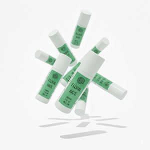 Tayco Farms Floral Haze roll-on bottles in a floating arrangement