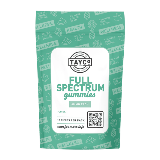 Tayco Farms Full Spectrum CBD gummies twelve piece pouch