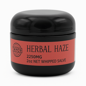 Tayco Farms Herbal Haze 2250mg whipped salve jar, front label