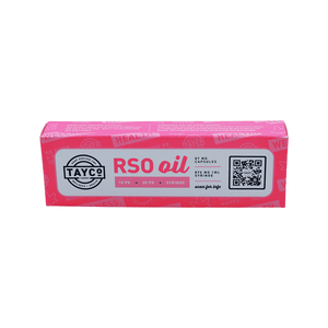 Tayco Farms RSO oil syringe carton, front label