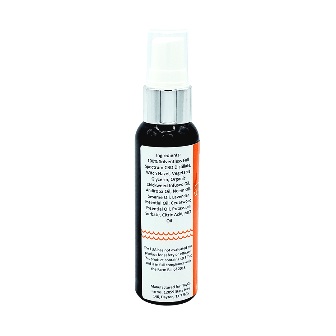 Tayco Farms Spencer's Spot Stop spray bottle, back label